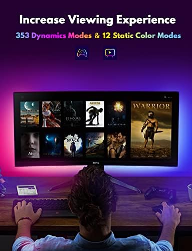 Under Monitor RGB Light Bar, LED Light for Desk Gaming Setup, USB Powered Keyboard Light, 12 Inch 5V, 353 Color Change Modes, Wireless Remote, LED Ambient Lights for Room Decor, Desk Setup, PC - Image 3