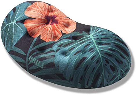 BRILA Ergonomic Memory Foam Mouse Wrist Rest Support Pad Cushion for Computer, Laptop, Office Work, PC Gaming - Massage Holes Design - Wrist Pain Relieve (Floral Leaves) by BRILA