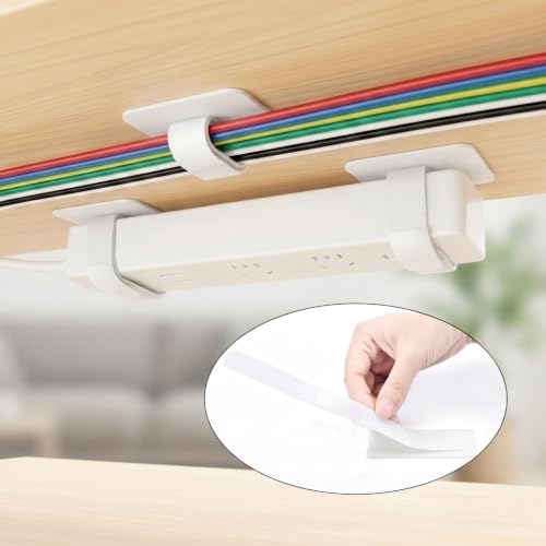 Cable Management Under Desk, 20 Pair Cord Organizer Straps White - Image 5