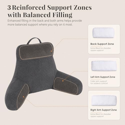 Reading Pillow with Arms (Dark Grey, 24inch) - Image 4