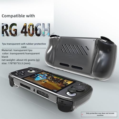 Walieoka Protective Case Compatible with RG406H Retro Handheld Game Console,TPU Protective Cover Game Console with Ergonomic Grip - Anti-Collision and Non-Slip (Transparent Black) - Image 3