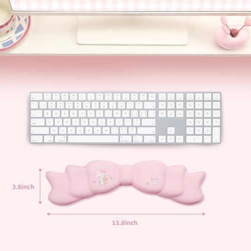 Kuitmor Memory Foam Bowknot Wrist Rest,Non-Slip Rubber Base Keyboard Wrist Rest for Gaming,or Home Office Work - FlowerCat - Image 2