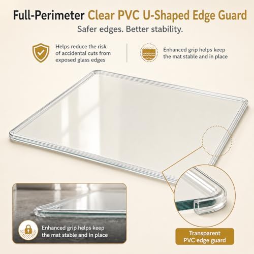 40 x 48 Inch Glass Chair Mat, 1/5 Inch Thick Tempered Glass Office Chair Mat for Carpet and Hardwood Floors, Heavy Duty Clear Computer Desk Floor Protector with 4 Anti-Slip Pads - Image 5