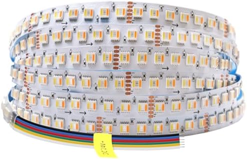 24VDC Highest Density 5-in-1 5050 RGBWW (RGB+Warm White+Daylight) 112LEDs/m Bright RGBCCT LED Strip 16.4FT Dimmable Tape Lights for Bedroom Decor (IP20 Non-Waterproof 12MM Width) by SLLHUT