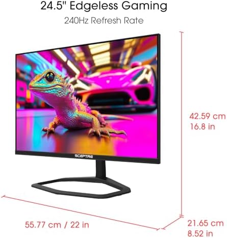 New! Sceptre 24.5-inch Gaming Monitor 240Hz 1ms DisplayPort x2 HDMI x2 100% sRGB AMD FreeSync Premium Build-in Speakers, Machine Black 2026 (E255B-FWD240 Series) - Image 3