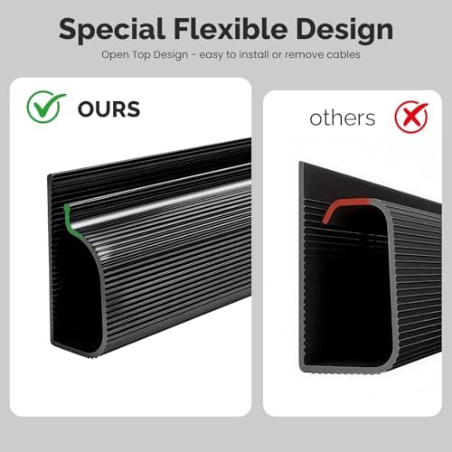 6 Pack Cable Management for Under Desks,94.5in Cord Organizers,J-Shaped Self-Adhesive Cable Organizer, Cable Hider Cord Management,Cable Organizer Accessories for Home & Office (Black) - Image 3