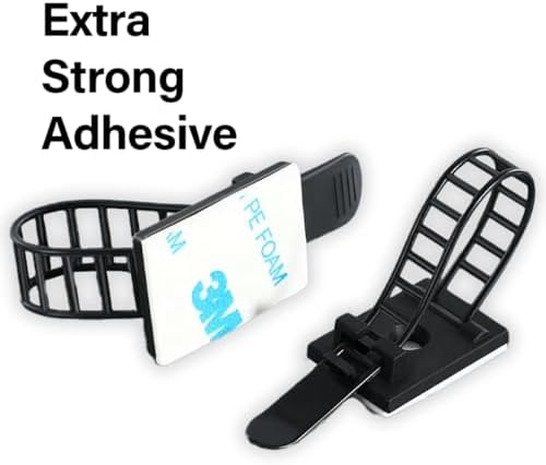 50PCS Adjustable Cable Tie Mounts – Adhesive Cord Clips with Screw Hole, Reusable Cable Organizer for Desk TV PC Gaming Wire Management, Black – Cable Tie Up - Image 6