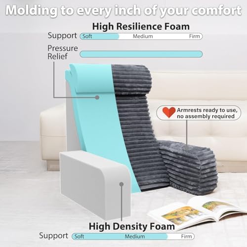 ENITYA 24" XXL Back Pillow for Bed Sitting Up with Armrests & Big Pockets - Image 3