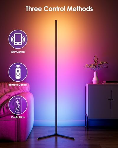 LED Corner Floor Lamp 2 Pack, 65" Tall Smart RGB Floor Lamp with APP and Remote Control, Ambient Lighting Color Changing Standing Lamps with Music Sync and Timing for Living Room, Bedroom, Gaming Room - Image 4