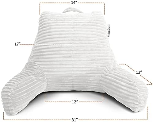 Nestl Reading Pillow with Shredded Memory Foam, Luxe Cut Plush Back Pillow for Sitting Up in Bed, Back and Arms Adjustable Support for Adult & Teens, Backrest Pillows with Washable Cover White - Image 5