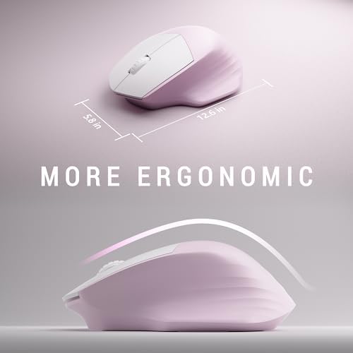 MPTOG Ergonomic Wireless Keyboard and Mouse Combo, Pink White - Image 5