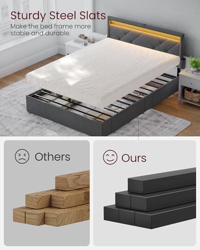 VASAGLE Full Bed Frame, 4 Storage Drawers on Wheels, Charging Station - Image 6