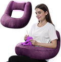 Crochet Pillow for Lap Support - Reading Pillow for Laptop with Extra Back Pillow for Support, Multi-Purpose Reading Pillow for Gaming/Working/Crocheting, Soft Purple by Pyurifai