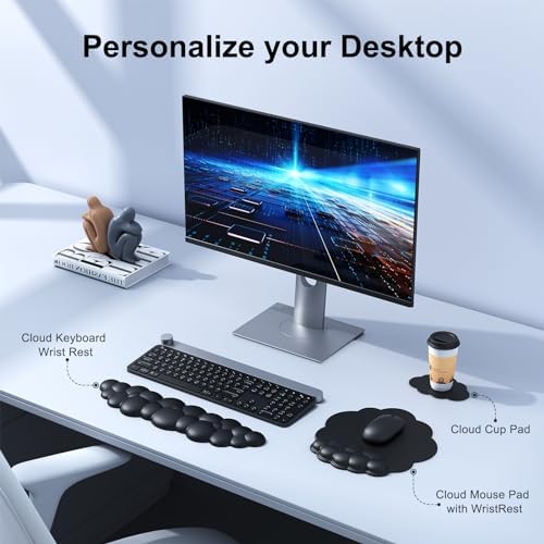 MOKURU Cloud Mouse Pad with Wrist Rest, Cloud Keyboard Wrist Rest, Mouse Pad Wrist Support, Ergonomic Keyboard Mouse Wrist Support (Black) - Image 2