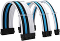Formulamod PSU Cable Extension Kit 18AWG Sleeved, 24 Pin ATX + 8 Pin EPS + Dual 8 Pin PCI-E, Custom PC Cable Extensions with Combs for Clean Cable Management & Gaming PC Build (White Black Sky Blue) by Formulamod