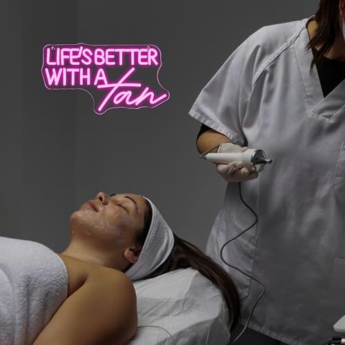 Allball Life’S Better With A Tan Neon Sign, USB Powered Dimmable LED Neon Light, for Summer Tanning Home Room Wall Decor Tropical Vacation Decor, Office Or Gift for Summer Lovers(14.1 * 7.8 In) - Image 5