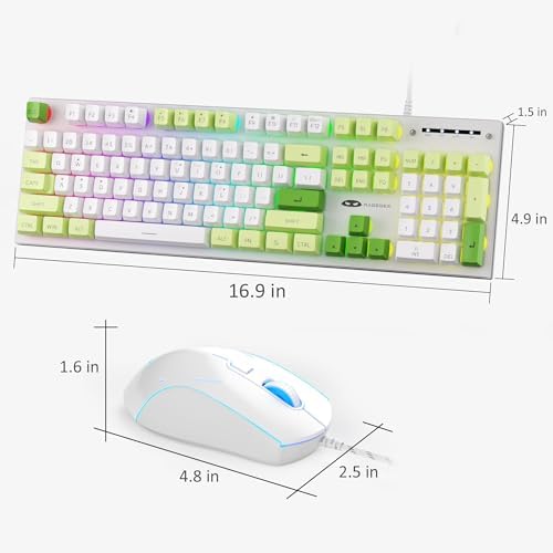 MageGee GT838 Gaming Keyboard and Mouse Combo, 104 Keys RGB Backlit Quiet Wired Keyboards with Number Pad, Metal Panel, Anti-Ghosting, Keyboards Set for Desktop, Laptop, PC, Green - Image 7