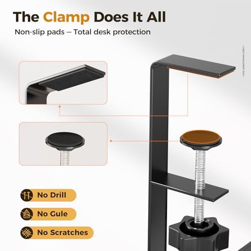 Under Desk Cable Management Tray Black, Cinati Wire Organizers No Drill, Cable Tray with Clamp for Wire Management, Cord Organization Box for Office, Home - No Damage to Desk - Image 4