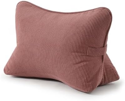 Pat. Pend. Corduroy Back Pillow for Sitting Up & Reading, Ergonomic Triangle Lumbar Support Cushion for Sofa, Armchair & Bed, Removable Cover, Brick Brown by Ailuteie