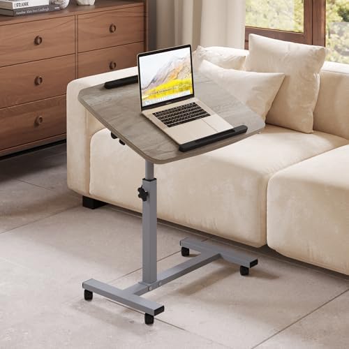 Laptop Table Mobile Adjustable Height Portable Desk Notebook Swivel PC Computer Rolling Desk with Wheels, Laptop Stand for Couch Bedside Hospital Bed Table - Image 7