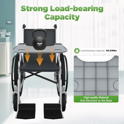22.83 * 20.67in Abs Removable Wheelchair Tray Table W/2 Cup Holders,Disabled Portable Lap Tray,Detachable Wheelchair Table Accessory Attachment,Adult Wheelchair Tray for Eating, Reading, Resting. - Image 3