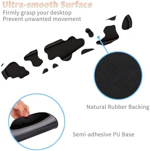 Keyboard Wrist Rest and Mouse Pad Wrist Support Set with Coasters,Ergonomic Gaming Mousepad for Home Office Working Studying Easy Typing & Pain Relief,Cow Print - Image 4