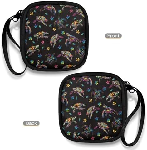 Turtle Flower Headphone Carrying Case Storage Bag Pouch for Bluetooth Wireless Headphones, Cords, Cable, Earbuds, Charger, USB Flash Driver, MP3 - Image 4