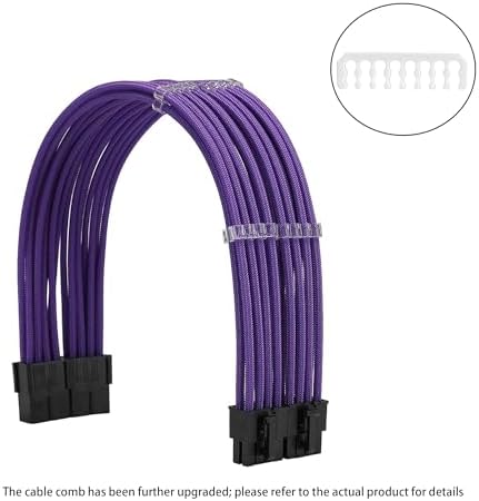Formulamod Sleeved PSU Cable Extension Kit 18AWG Braided ATX 24-Pin/Dual PCIe 8-Pin/CPU 8-Pin for Mainstream Gaming Builds, with Cable Combs (Purple) - Image 2