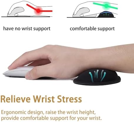 MXCOIRTP Wrist Rest for Mouse, Ergonomic Memory Foam Wrist Cushion Support Pad, Mouse Wrist Pad with Non-Slip Base for Typing Pain Relief, Office, Home, Gaming, Computer, Black, 2PCS - Image 3