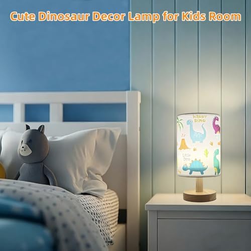 Dinosaur Kids Table Lamp,3 Color Dimmable Bedside Nightstand Night Light with Cartoon Lampshade,Cute LED Desk Lamp for Boys Girls Bedroom Nursery Dino Decor Dinosaur Birthday Gift for Toddler Boy - Image 6