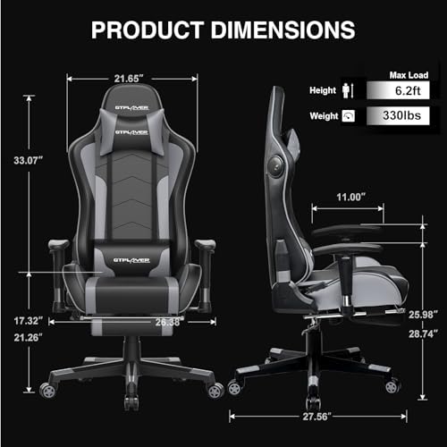 GTPLAYER Gaming Chair with Footrest Speakers Video Game Chair Bluetooth Music Heavy Duty Ergonomic Computer Office Desk Chair - Image 3