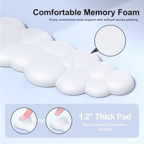 MOKURU Cloud Mouse Pad with Wrist Rest, Cloud Keyboard Wrist Rest, Mouse Pad Wrist Support, Ergonomic Keyboard Mouse Wrist Support White - Image 5