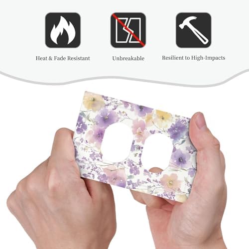 Outlet Covers Purple Floral Watercolor Wildflower Decorative 1 Gang Duplex Light Switch Cover Plate Single Electrical Receptacle Wall Plate Plug Switchplate Faceplate for Bedroom Decor - Image 6