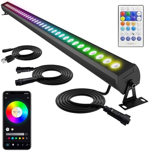 Linkable LED Light Bar Outdoor Color-Changing, 40″ RGBCW Wall Washer Light, 180W Smart Bluetooth App & Remote Control, 2700K-6500K Tunable White, IP65, for Stage, DJ, Home Patio & Commercial by Umidkin