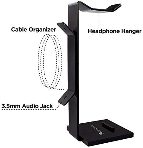 Headphone Stand Gaming Headset Holder For Desk Cable Organizer & Cellphone Stand for All Headphones Size headphone Holder Set Gaming PC Accessories Gaming Station – Black - Image 3