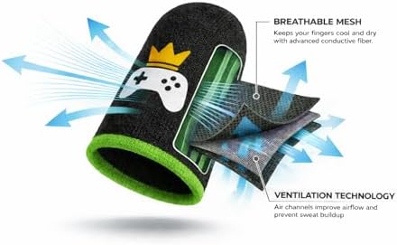 King of The Game - Improved Materials Gaming Finger Sleeves (6 Pack) for Touch Screens and Controllers. Skin-Protective, Ultra-Sensitive, Sweat-Resistant, Breathable and Stretchable. (Green) - Image 5