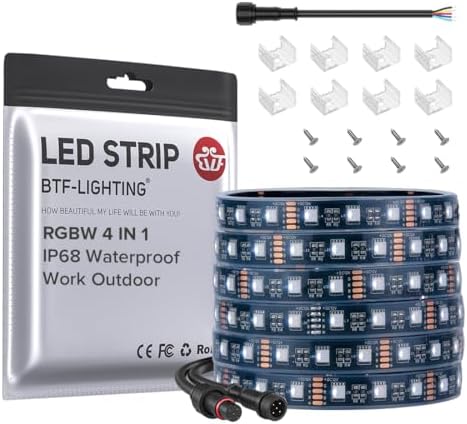BTF-LIGHTING RGBW LED Strip IP68 Waterproof Cool White DC12V 16.4FT 300LED by BTF-LIGHTING