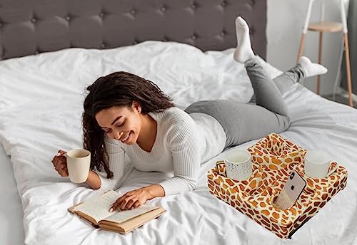 Couch and Bed Cup Holder Pillow, Sofa Refreshment Tray for Drinks/Remote Control/Snacks Holder (Giraffe) - Image 4