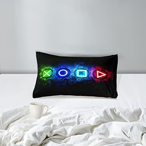 Gamer Comforter Sets for Boys, Twin Gaming Bedding Sets for Boys, Black Video Game Gamepad Twin Bed Sets for Boy Kids Bedroom Home Decor, 1 Comforter and 1 Pillowcase - Image 2