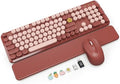Wireless Keyboard Mouse Combo, Magnetic Wrist Rest, Round Keycaps, Wine Red by SABLUTE