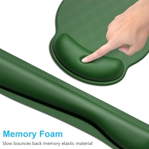Dapesuom Keyboard Wrist Rest and Mouse Pad with Wrist Support, Cute Memory Foam Cushion for Keyboard and Mouse Set, Ergonomic Pad Rests with Non Slip Base for Easy Typing & Pain Relief, Forest Green - Image 3