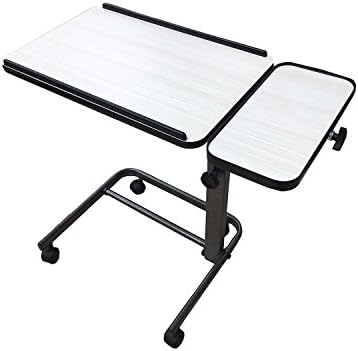 Platinum Health Acrobat Professional Overbed/Laptop Table, Tilting, Height Adjustable with Casters. Split Top for Maximum Vesatility. Folds for Easy Storage. (White Birch) - Image 2