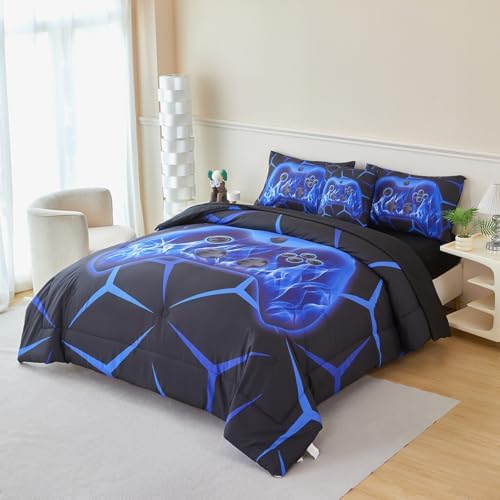 Game Boys Comforter Sets Twin Blue Gaming Bedding Set for Kids - Image 3