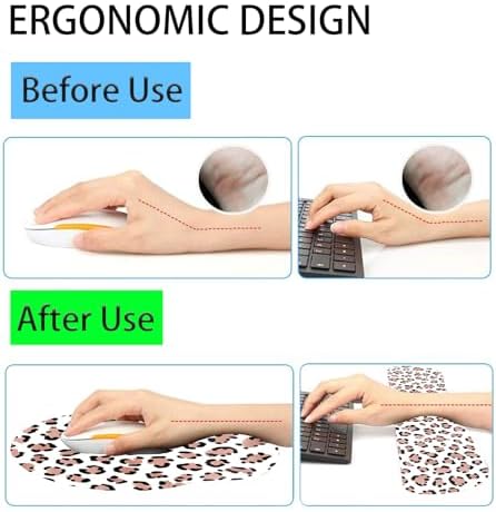 Keyboard Wrist Rest and Mouse Pad Wrist Support Set with Coasters,Ergonomic Gaming Mousepad for Home Office Working Studying Easy Typing & Pain Relief,Leopard Print - Image 3