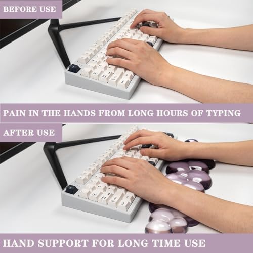 Gel Keyboard and Mouse Wrist Rest, Cloud Wrist Pad for Computer Keyboard | Grey Purple Wrist support for Keyboard 60%/68%/75%,Cloud Wrist Rest,Keyboard Cushion, Comfort & Support for Typing and Gaming - Image 3