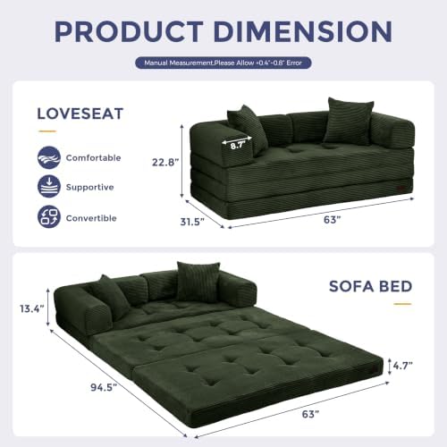 MAXYOYO Convertible Sofa Bed, Floor Sofa Couch with L-Shaped Backrest - Image 3