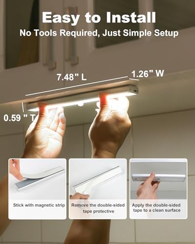 Under Cabinet Lights Wireless, 48-LED Under Cabinet Lighting Rechargeable, Closet Light with Timer & Dimmable, Under Counter Lights for Kitchen Shelf Pantry Desk (4 Packs) - Image 5