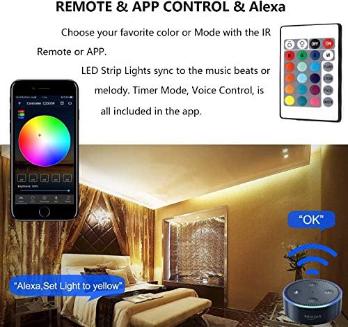 MIHEAL 5050 RGB WiFi Smart LED Strip 32.8Ft 300LED IP65 Waterproof Kit - Image 4