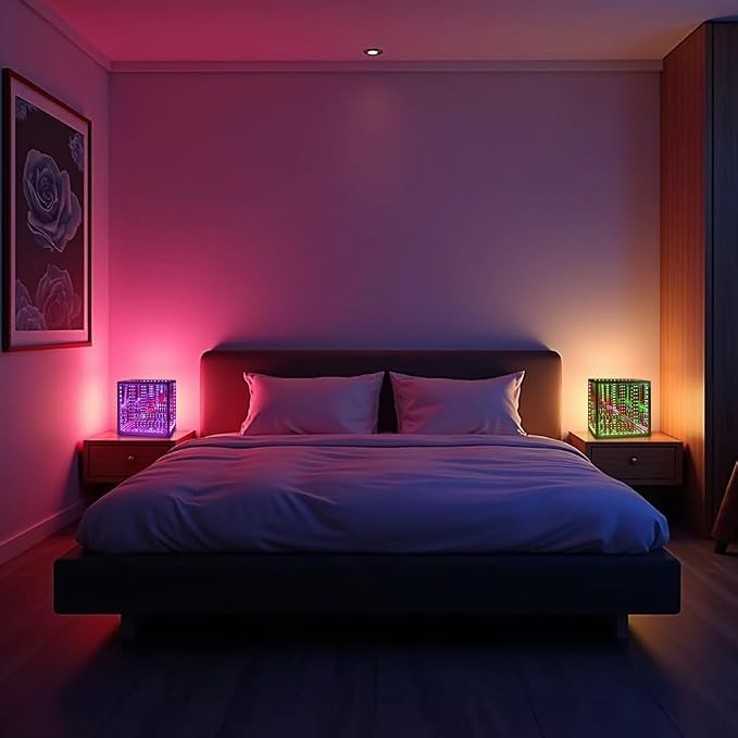 Infinity Mirror Hyper Cube Table Lamp, Desk Art Mood Light - Image 5