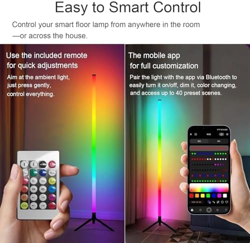 RGB Corner Floor Lamp, Smart LED with App & Remote Control - Image 4